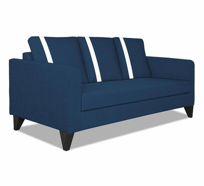 Adorn India Wood Chandler Plus 3 Seater Sofa (Blue), 3-Person Sofa