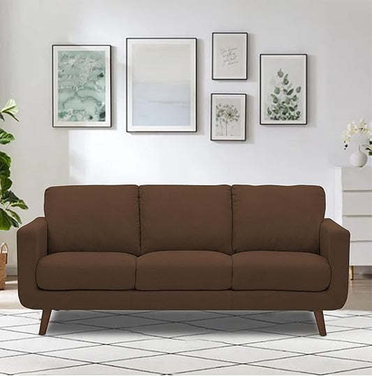 Adorn India Damian 3 Seater Sofa (Brown) (3 Year Warranty)