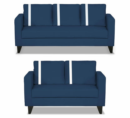 Adorn India Chandler Plus 3+2 5 Seater Sofa Set (Blue) (3 Year Warranty)
