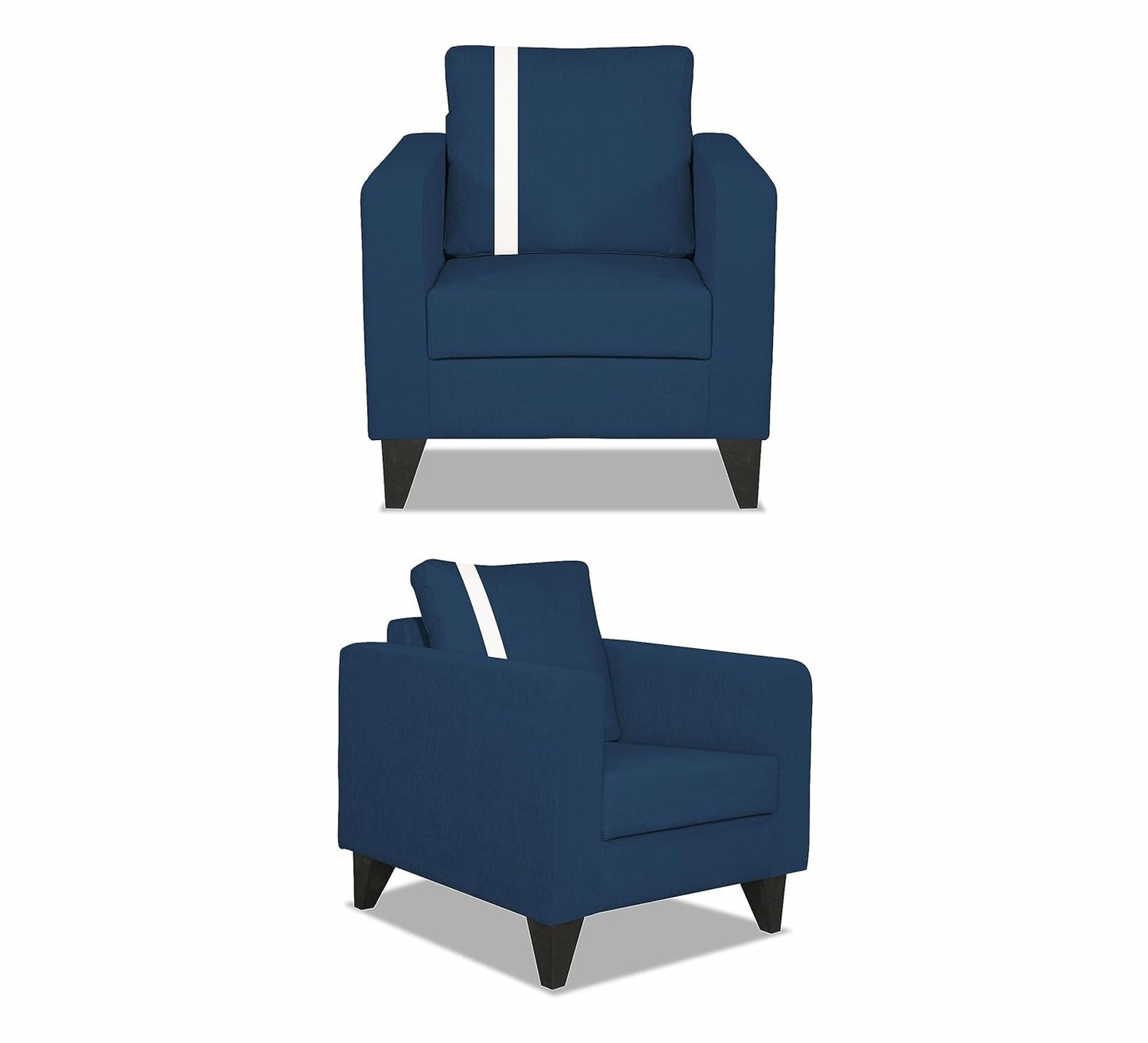 Adorn India Chandler Plus 3+1+1 5 Seater Sofa Set (Blue) (3 Year Warranty)