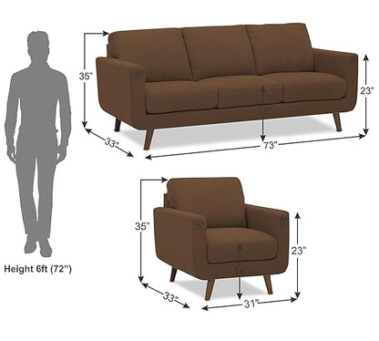 Adorn India Damian 3+1+1 5 Seater Sofa Set (Brown) (3 Year Warranty)