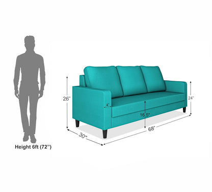Adorn India Chandler Decent 3 Seater Sofa (Aqua Blue) (3 Year Warranty)