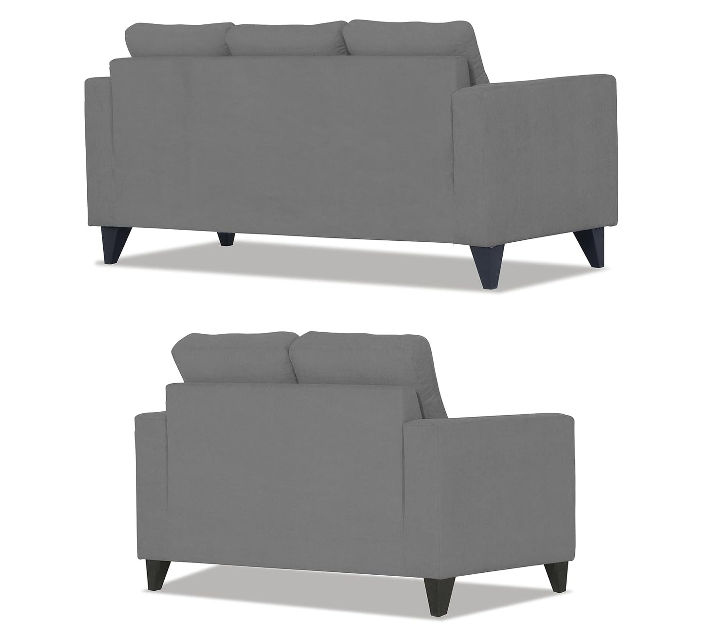 Adorn India Chandler Plus 3+2 5 Seater Sofa Set (Grey) (3 Year Warranty)