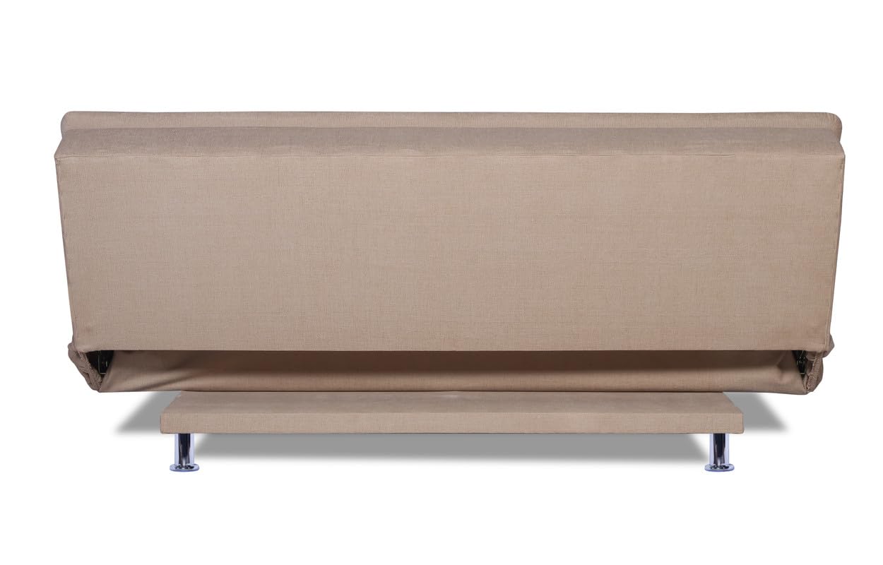 Adorn India Aspen Three Seater Sofa Cum Bed Single Tone Fabric (Beige) (3 Year Warranty)