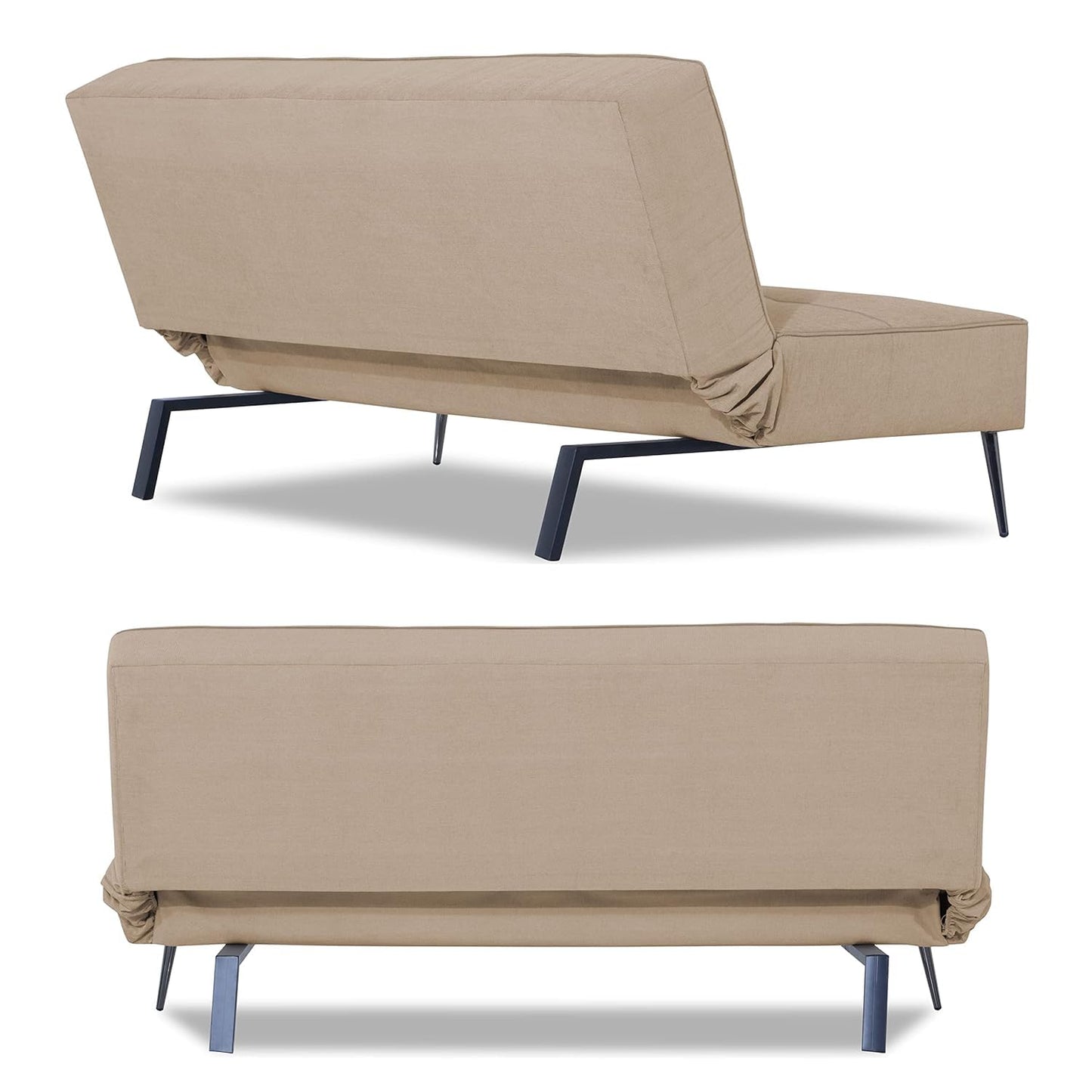 Adorn India Benjamin 3 Seater Sofa Cum Bed (Beige) (3 Year Warranty)