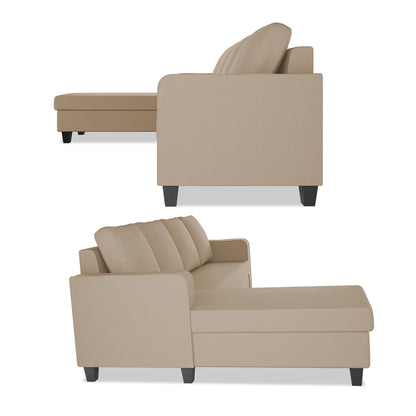 Adorn India Chandler Plain L Shape 6 Seater Sofa Set Lhs (Beige) (3 Year Warranty)