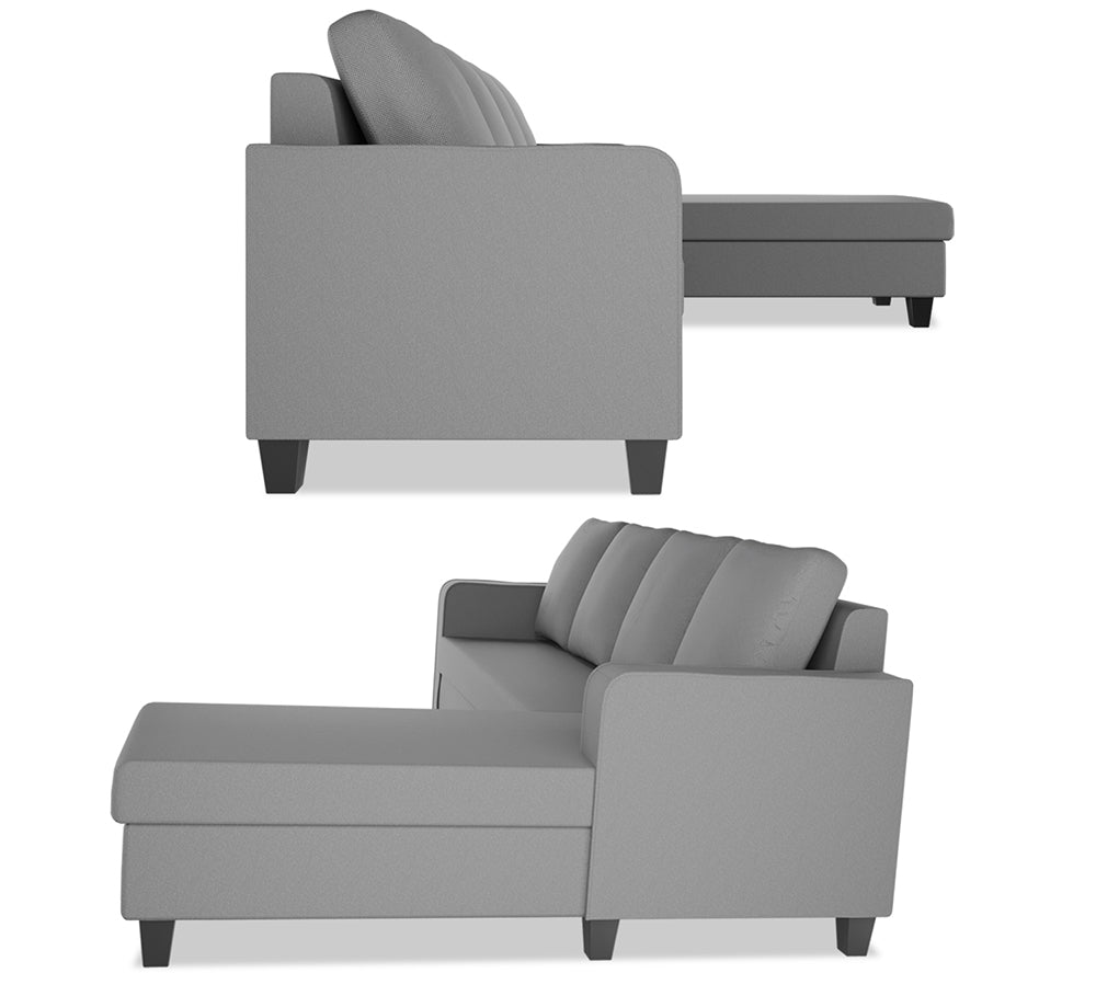 Adorn India Chandler Plain L Shape 6 Seater Sofa Set RHS (Grey) (3 Year Warranty)
