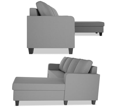 Adorn India Chandler Plain L Shape 6 Seater Sofa Set RHS (Grey) (3 Year Warranty)
