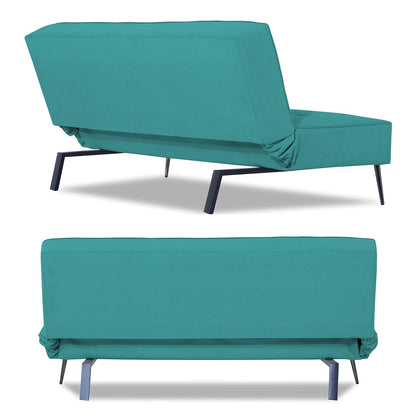 Adorn India Benjamin 3 Seater Sofa Cum Bed (Aqua Blue) (3 Year Warranty)