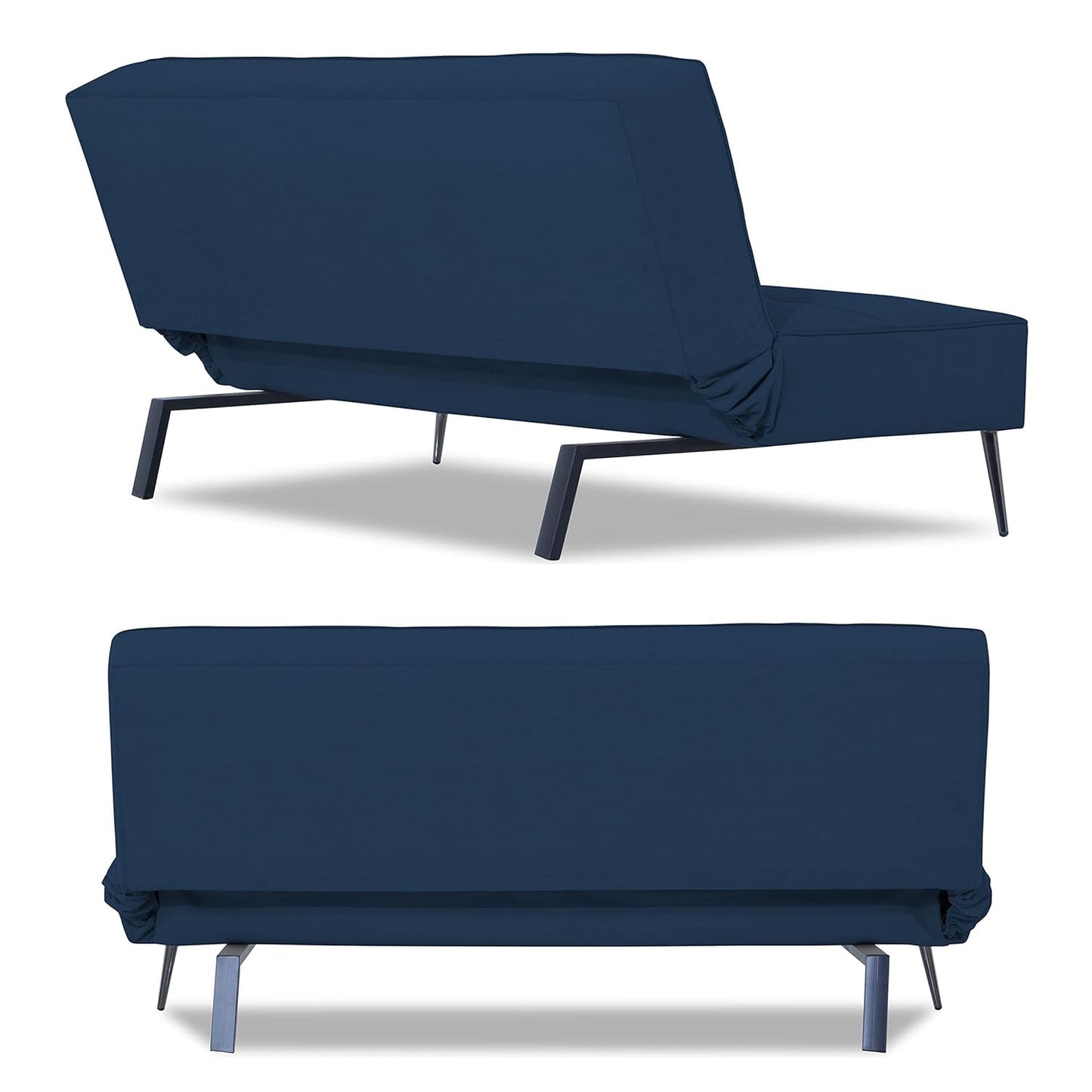 Adorn India Benjamin 3 Seater Sofa Cum Bed (Blue) (3 Year Warranty)