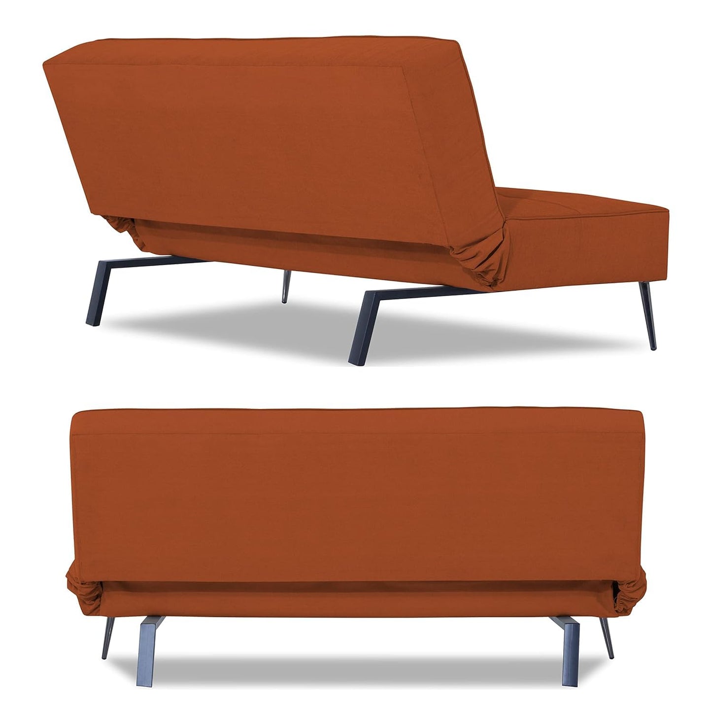 Adorn India Benjamin 3 Seater Sofa Cum Bed (Rust) (3 Year Warranty)
