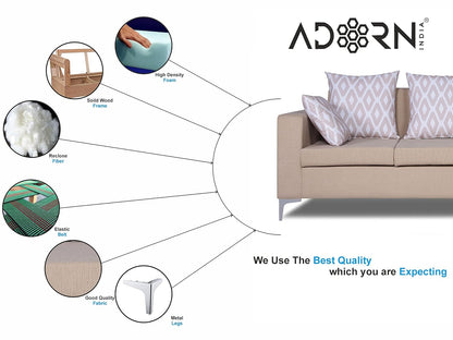 Adorn India Anigma 3 Seater Sofa (Beige)