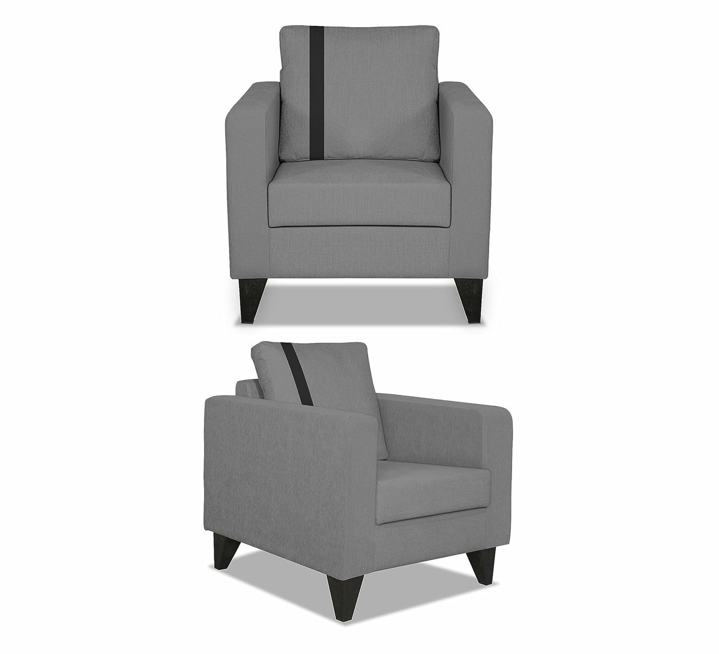 Adorn India Chandler Plus 3+1+1 5 Seater Sofa Set (Grey) (3 Year Warranty)