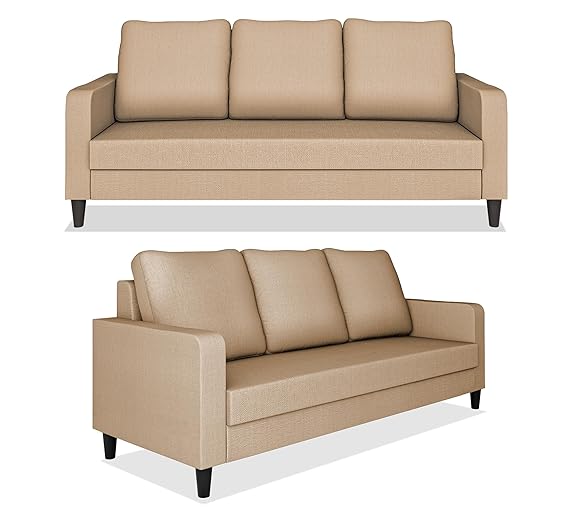 Adorn India Chandler Decent 3+1+1 5 Seater Sofa Set (Beige) (3 Year Warranty)