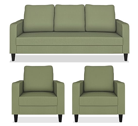 Adorn India Chandler Decent 3+1+1 5 Seater Sofa Set (Green) (3 Year Warranty)