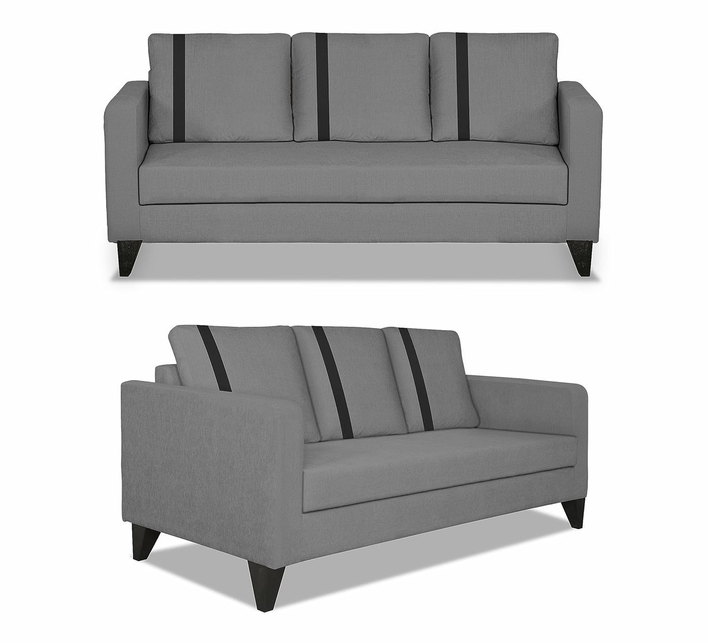 Adorn India Chandler Plus 3+1+1 5 Seater Sofa Set (Grey) (3 Year Warranty)