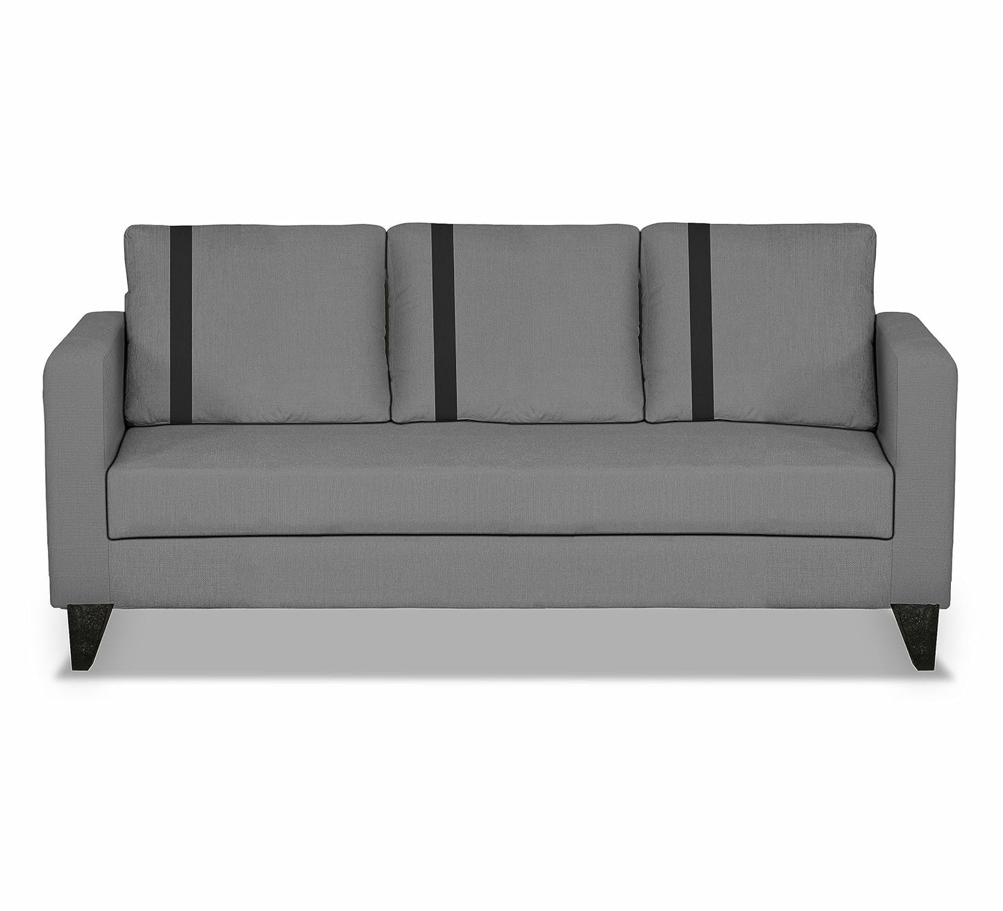 Adorn India Wood Chandler Plus 3 Seater Sofa (Grey), 3-Person Sofa