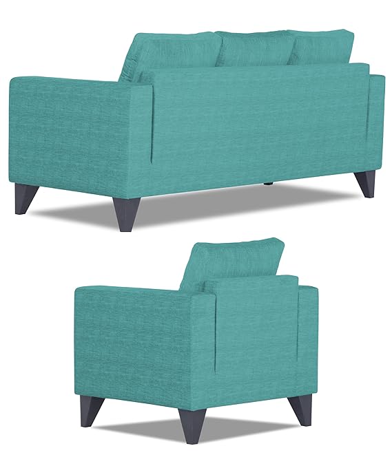 Adorn India Hallton Plain 3+1+1 5 Seater Sofa Set (Aqua Blue) (3 Year Warranty)