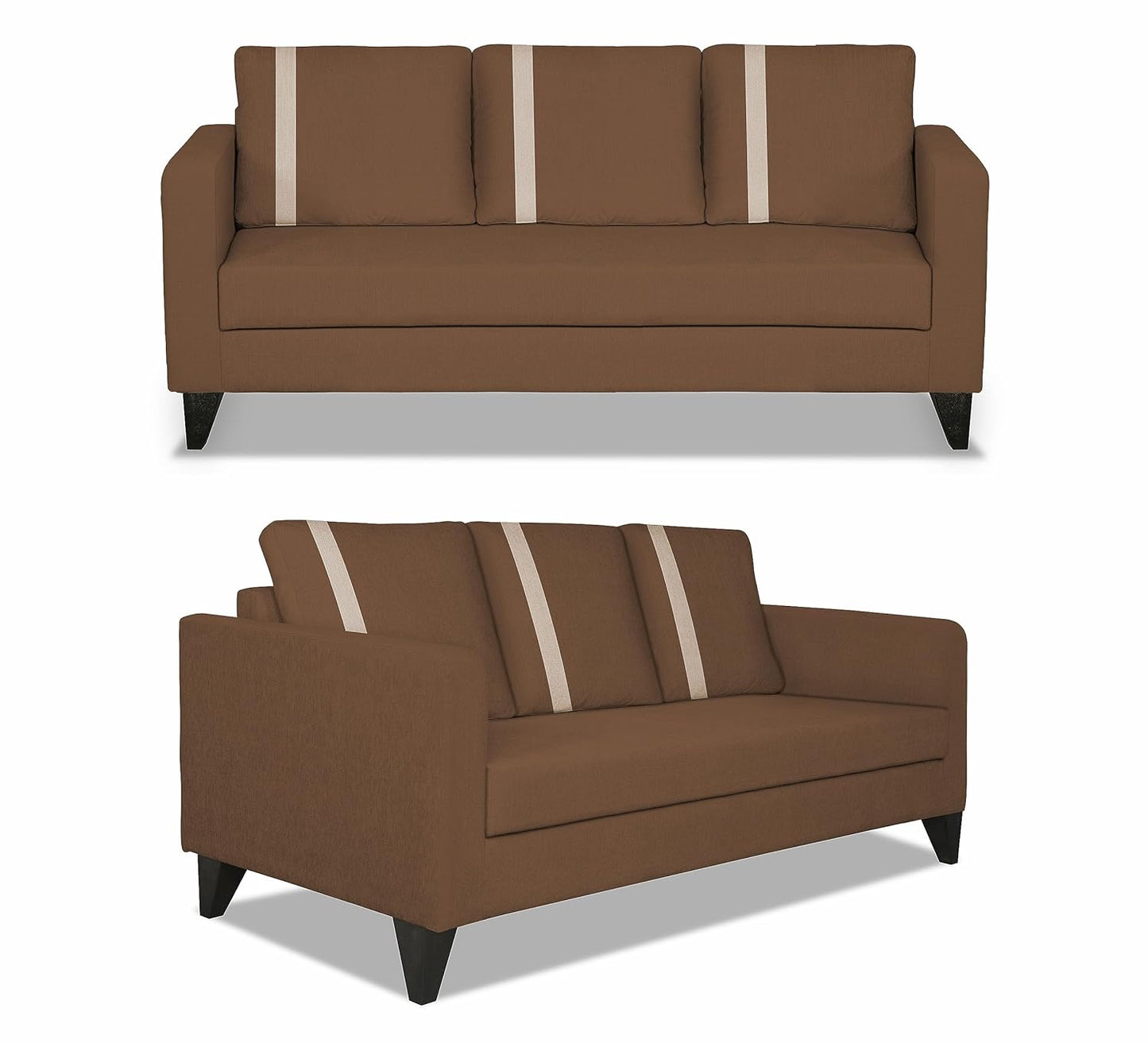 Adorn India Chandler Plus 3+1+1 5 Seater Sofa Set (Brown) (3 Year Warranty)