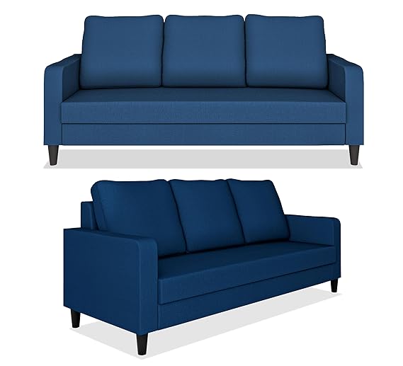 Adorn India Chandler Decent 3+1+1 5 Seater Sofa Set (Blue)(3 Year Warranty)