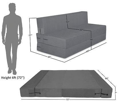 Adorn India Easy 4 Seater Sofa Cum Bed Alyn 6'x 6' (Grey)