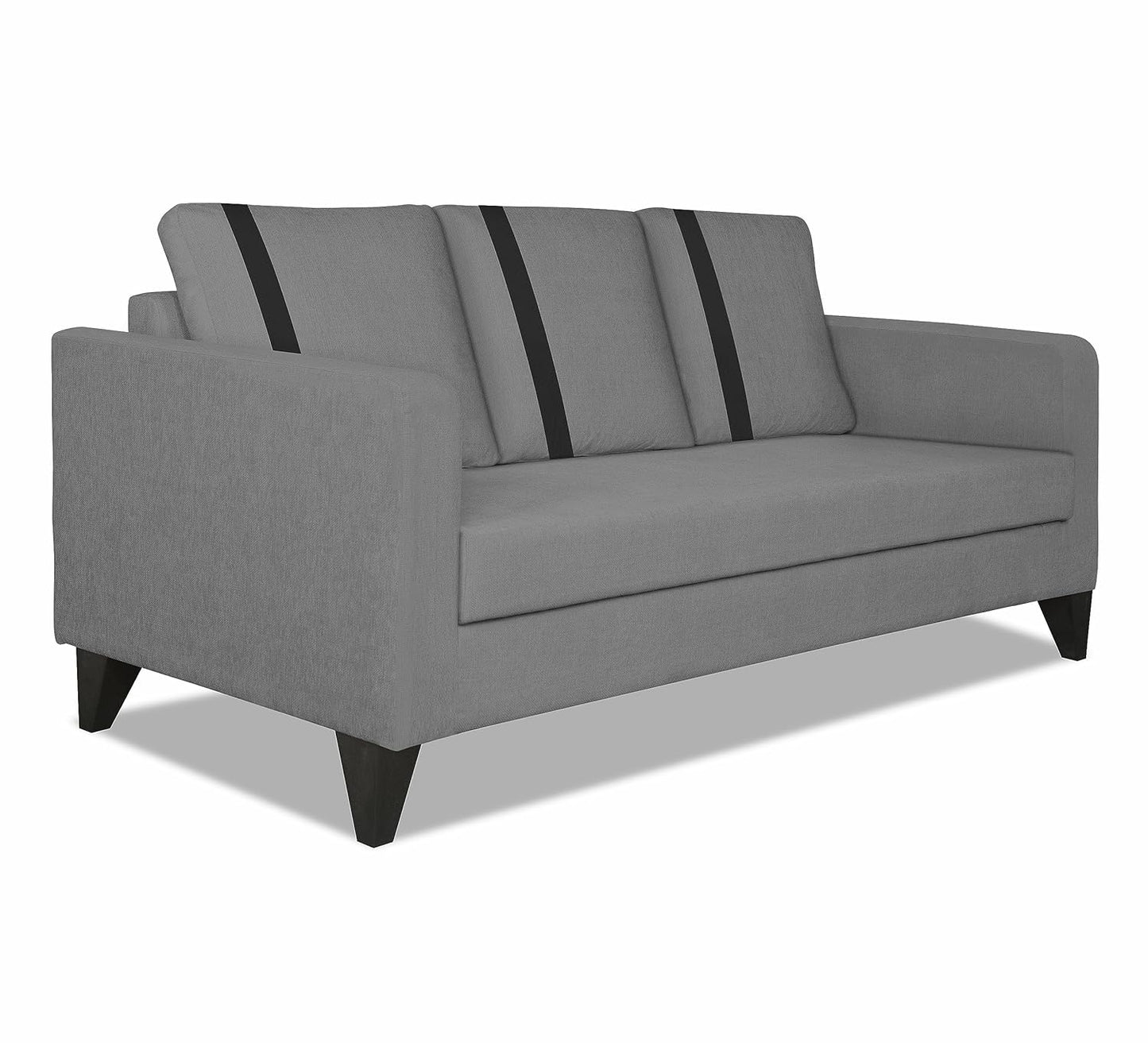 Adorn India Wood Chandler Plus 3 Seater Sofa (Grey), 3-Person Sofa