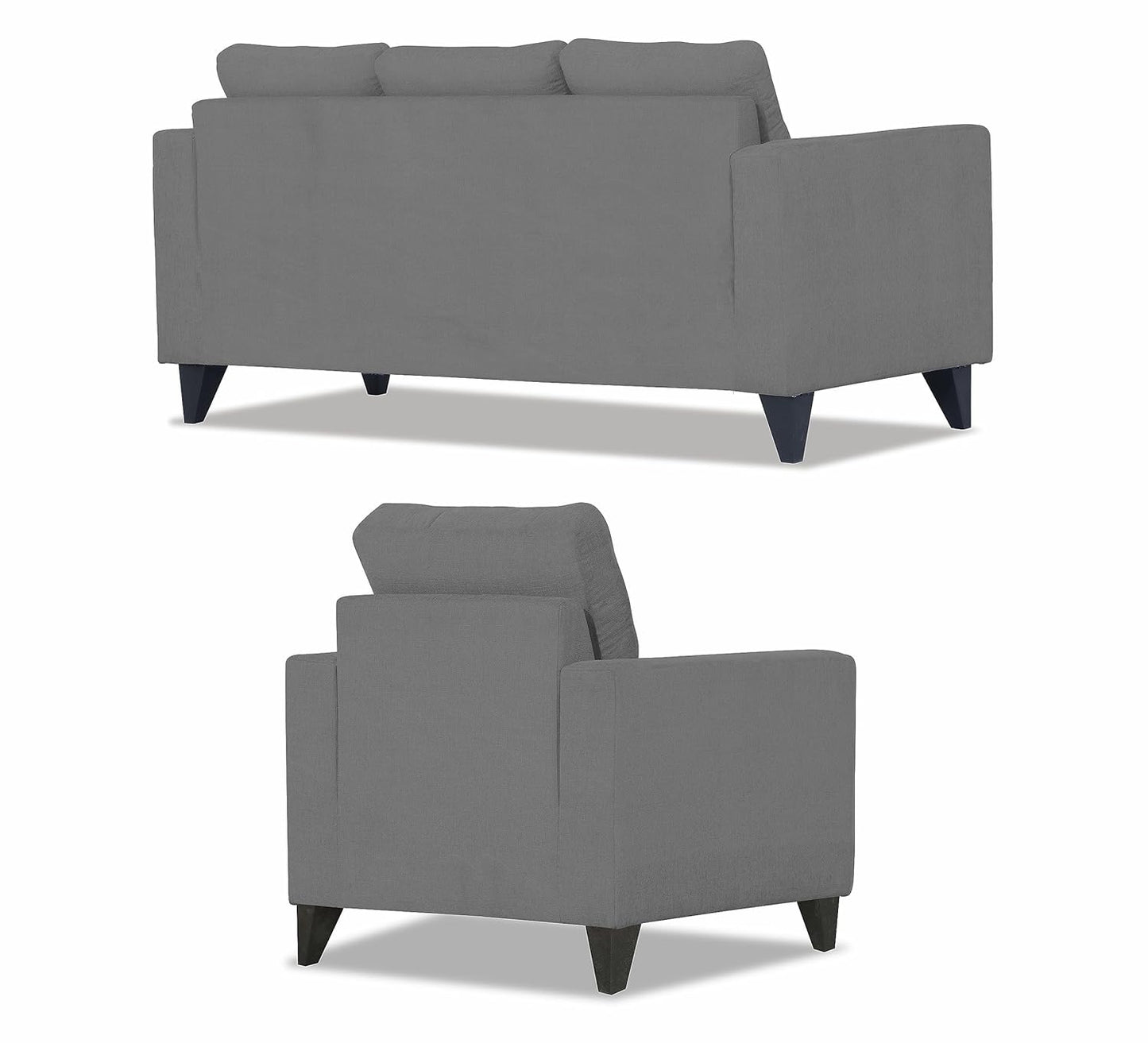 Adorn India Chandler Plus 3+1+1 5 Seater Sofa Set (Grey) (3 Year Warranty)