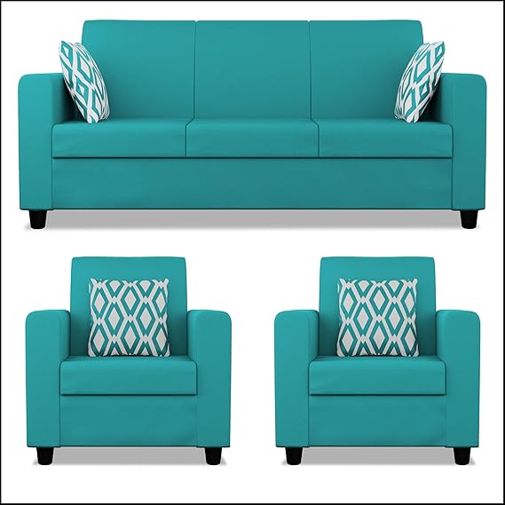 Adorn India Monteno 3-1-1 5 Seater Sofa Set (Aqua Blue) (3 Year Warranty)