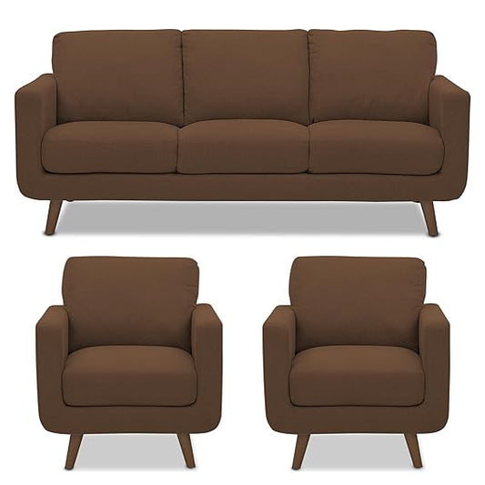 Adorn India Damian 3+1+1 5 Seater Sofa Set (Brown) (3 Year Warranty)