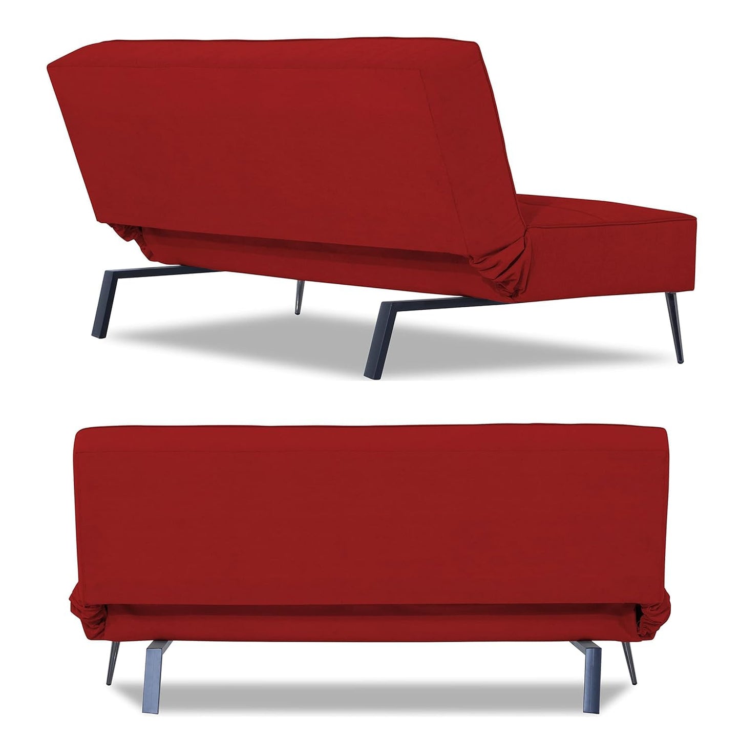 Adorn India Benjamin 3 Seater Sofa Cum Bed (Red) (3 Year Warranty)