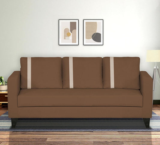 Adorn India Wood Chandler Plus 3 Seater Sofa (Brown), 3-Person Sofa