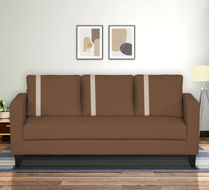 Adorn India Chandler Plus 3 Seater Sofa (Brown) (3 Year Warranty)