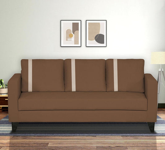 Adorn India Chandler Plus 3 Seater Sofa (Brown) (3 Year Warranty)