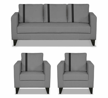 Adorn India Chandler Plus 3+1+1 5 Seater Sofa Set (Grey) (3 Year Warranty)