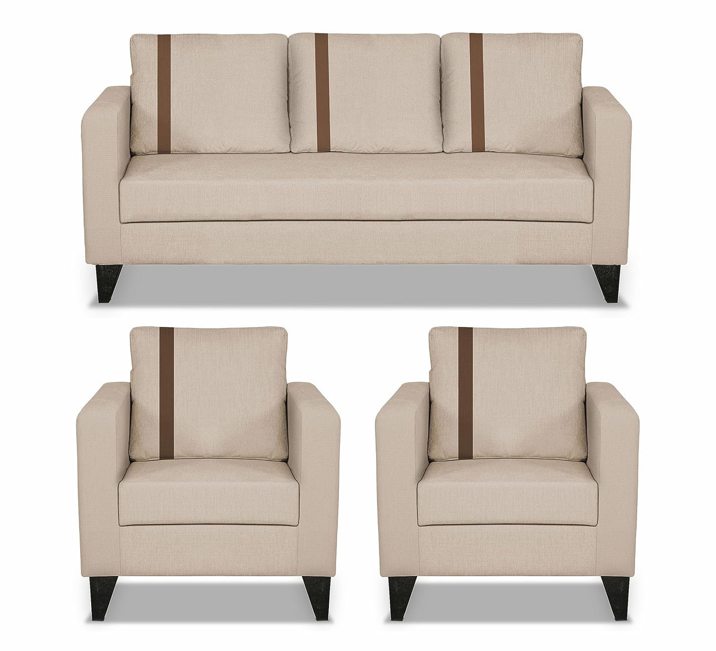 Adorn India Chandler Plus 3+1+1 5 Seater Sofa Set (Beige) (3 Year Warranty)