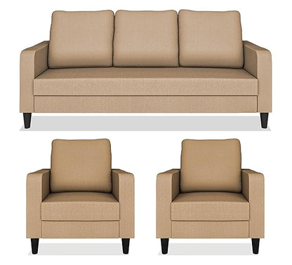 Adorn India Chandler Decent 3+1+1 5 Seater Sofa Set (Beige) (3 Year Warranty)
