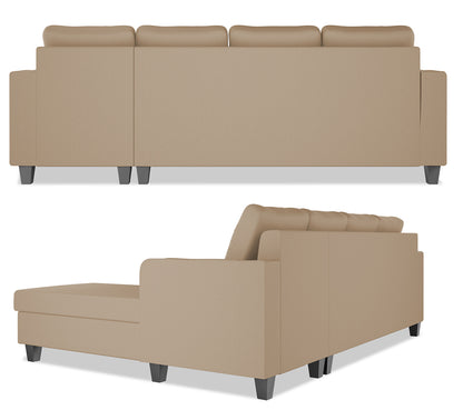 Adorn India Chandler Plain L Shape 6 Seater Sofa Set RHS (Beige) (3 Year Warranty)