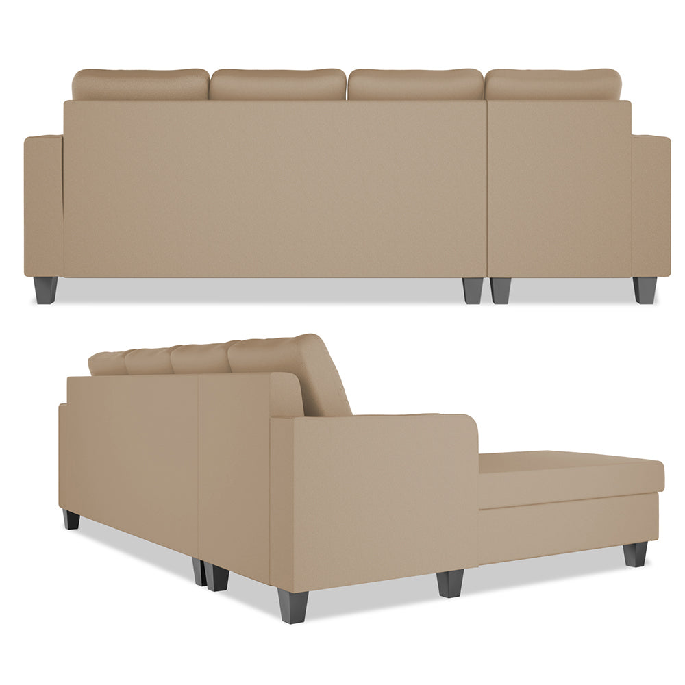 Adorn India Chandler Plain L Shape 6 Seater Sofa Set Lhs (Beige) (3 Year Warranty)