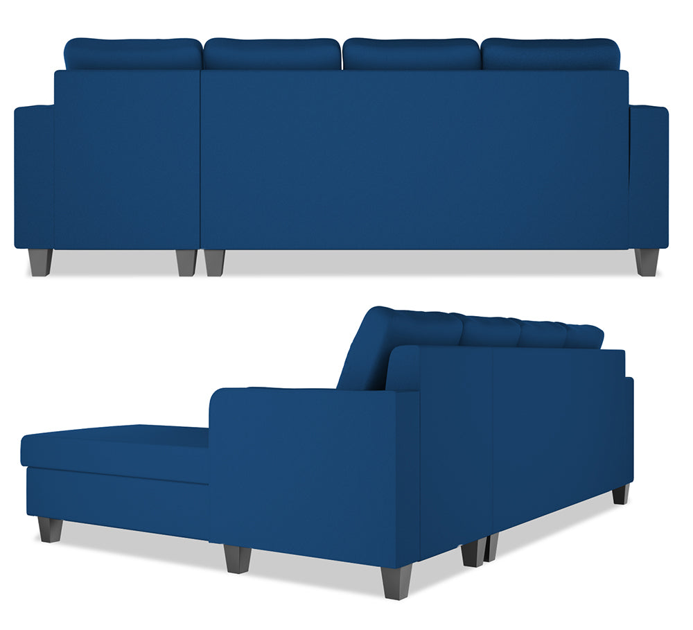 Adorn India Chandler Plain L Shape 6 Seater Sofa Set RHS (Blue) (3 Year Warranty)