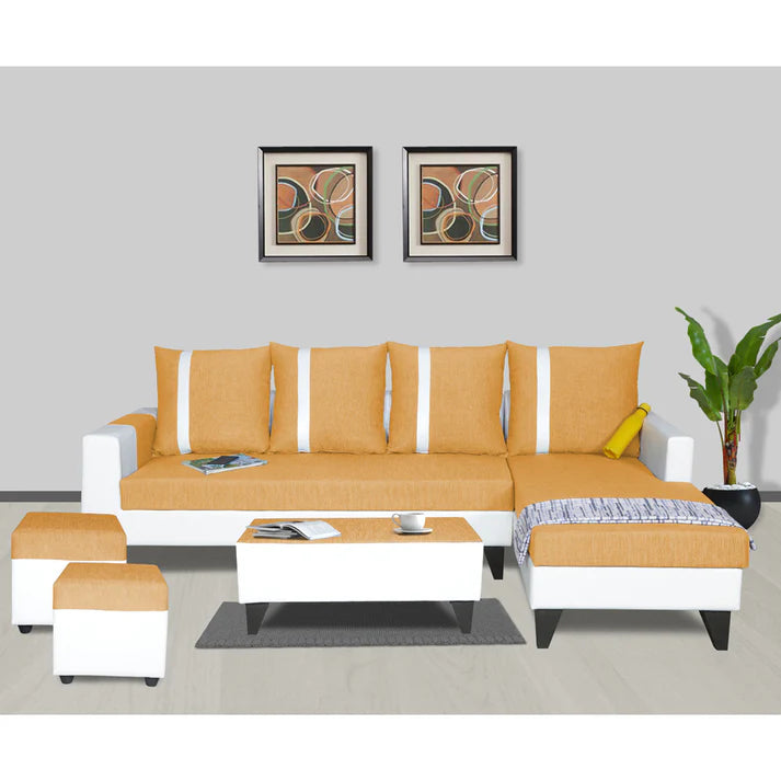 Adorn India Hallton Plain 2 Seater Sofa (Beige) (3 Year Warranty)