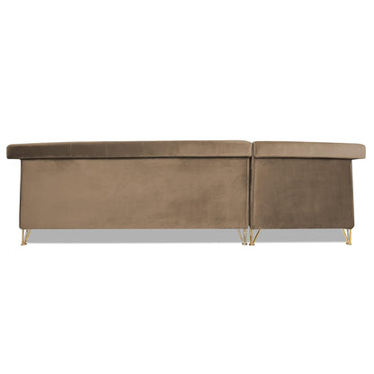 Adorn India Premium Raygan L Shape 6 Seater Sofa Set Left Side (Velvet Fabric Colour Camel)