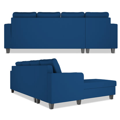 Adorn India Chandler Plain L Shape 6 Seater Sofa Set Lhs (Blue) (3 Year Warranty)