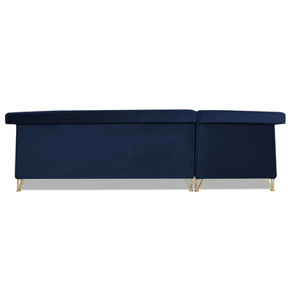 Adorn India Premium Raygan L Shape 6 Seater Sofa Set Left Side (Velvet Fabric Colour Blue)