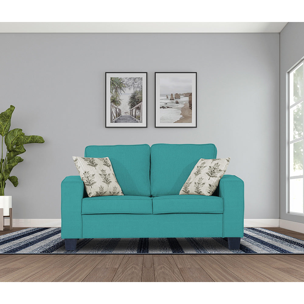 Adorn India Camden 2 Seater Sofa (Aqua Blue) (3 Year Warranty)