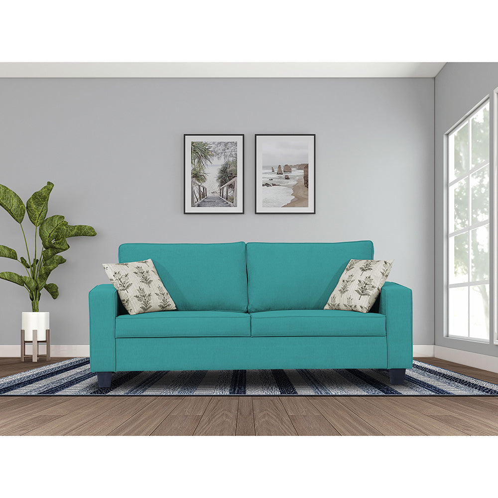 Adorn India Camden 3 Seater Sofa (Aqua Blue) (3 Year Warranty)