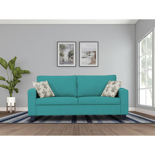 Adorn India Camden 3 Seater Sofa (Aqua Blue) (3 Year Warranty)