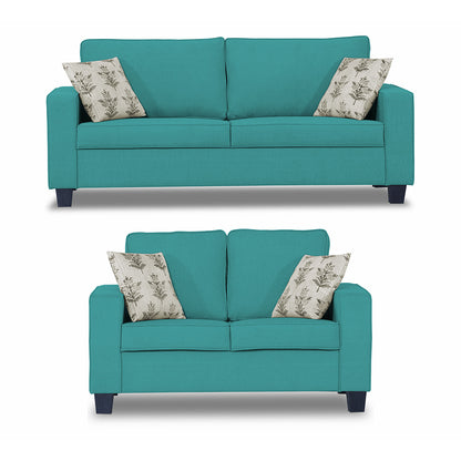 Adorn India Camden 3+2 5 Seater Sofa Set (Aqua Blue) (3 Year Warranty)