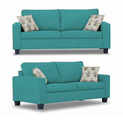 Adorn India Camden 3+2 5 Seater Sofa Set (Aqua Blue) (3 Year Warranty)