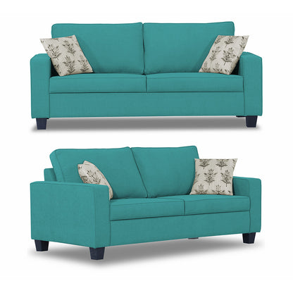 Adorn India Camden 3+1+1 5 Seater Sofa Set (Aqua Blue) (3 Year Warranty)