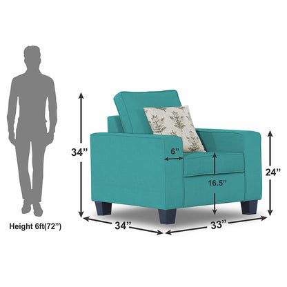 Adorn India Camden 1 Seater Sofa (Aqua Blue) (3 Year Warranty)